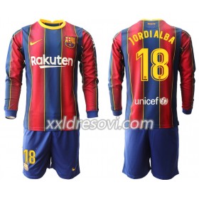 FC Barcelona Jordi Alba 18 Domaći Dječji Komplet Dresovi za Nogomet 2020-2021 Dugim Rukavima (+ kratke hlače)